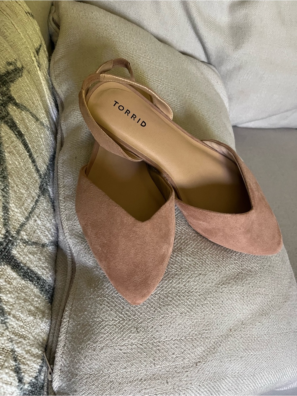 Torrid Pointed Toe Slingback Flats in Rose Taupe